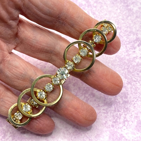 SARAH COVENTRY SAC Gold & Rhinestone Vintage Bracelet - Picture 10 of 10